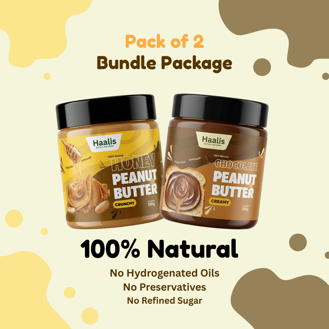 Honey Peanut Butter Crunchy + Chocolate Peanut Butter Creamy - Pack of 2 - 500g (Each) new