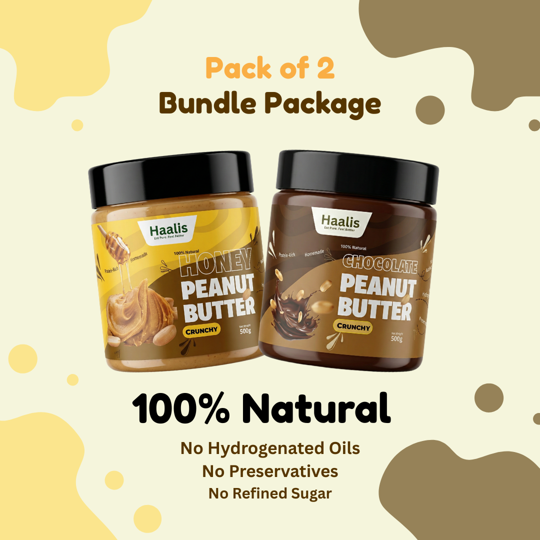 Honey Peanut Butter Crunchy + Chocolate Peanut Butter Crunchy - Pack of 2 - 500g (Each)