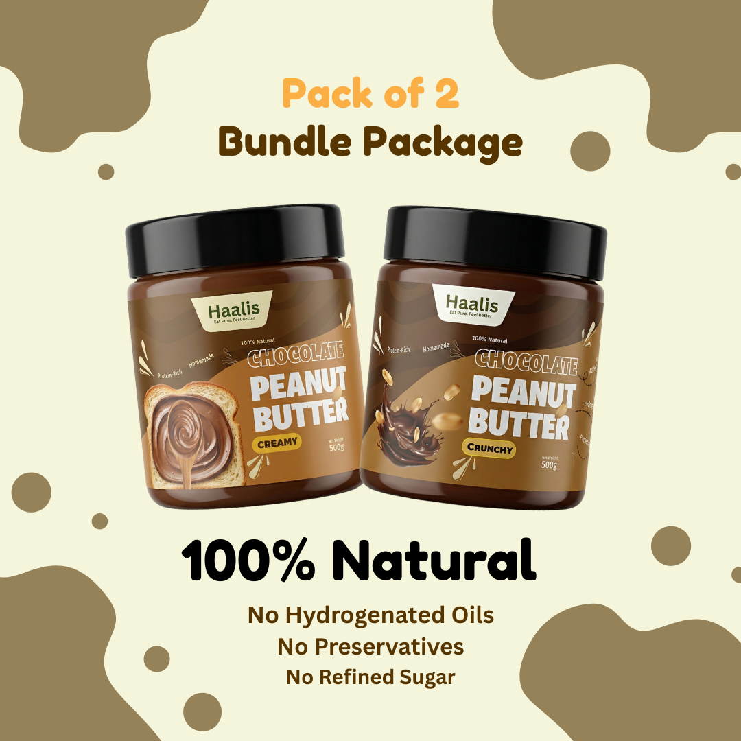 Chocolate Peanut Butter Creamy + Chocolate Peanut Butter Crunchy - Pack of 2 - 500g (Each)