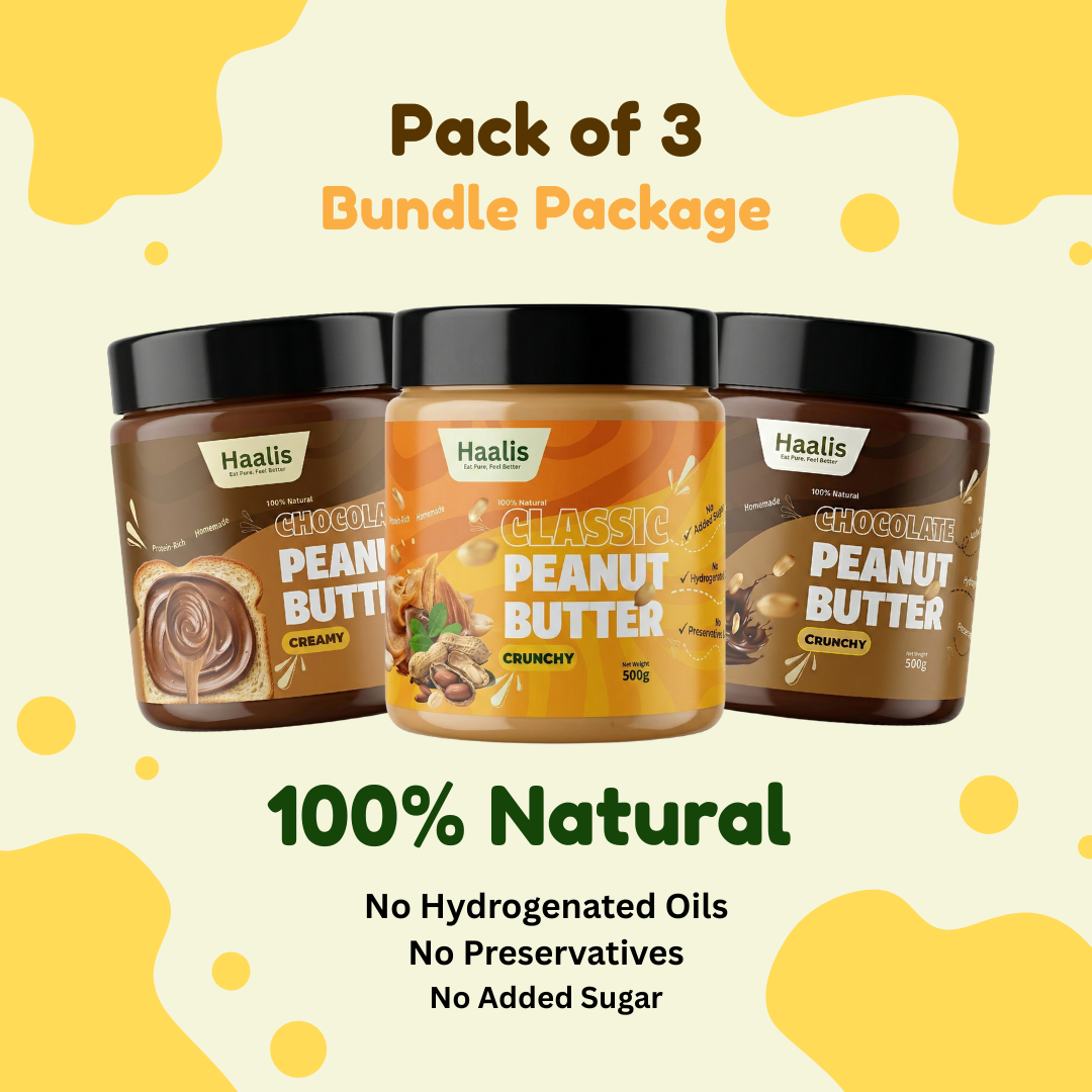 Chocolate Peanut Butter Creamy + Classic (Unsweetened) Peanut Butter Crunchy + Chocolate Peanut Butter Crunchy - Pack of 3 - 500g (Each)