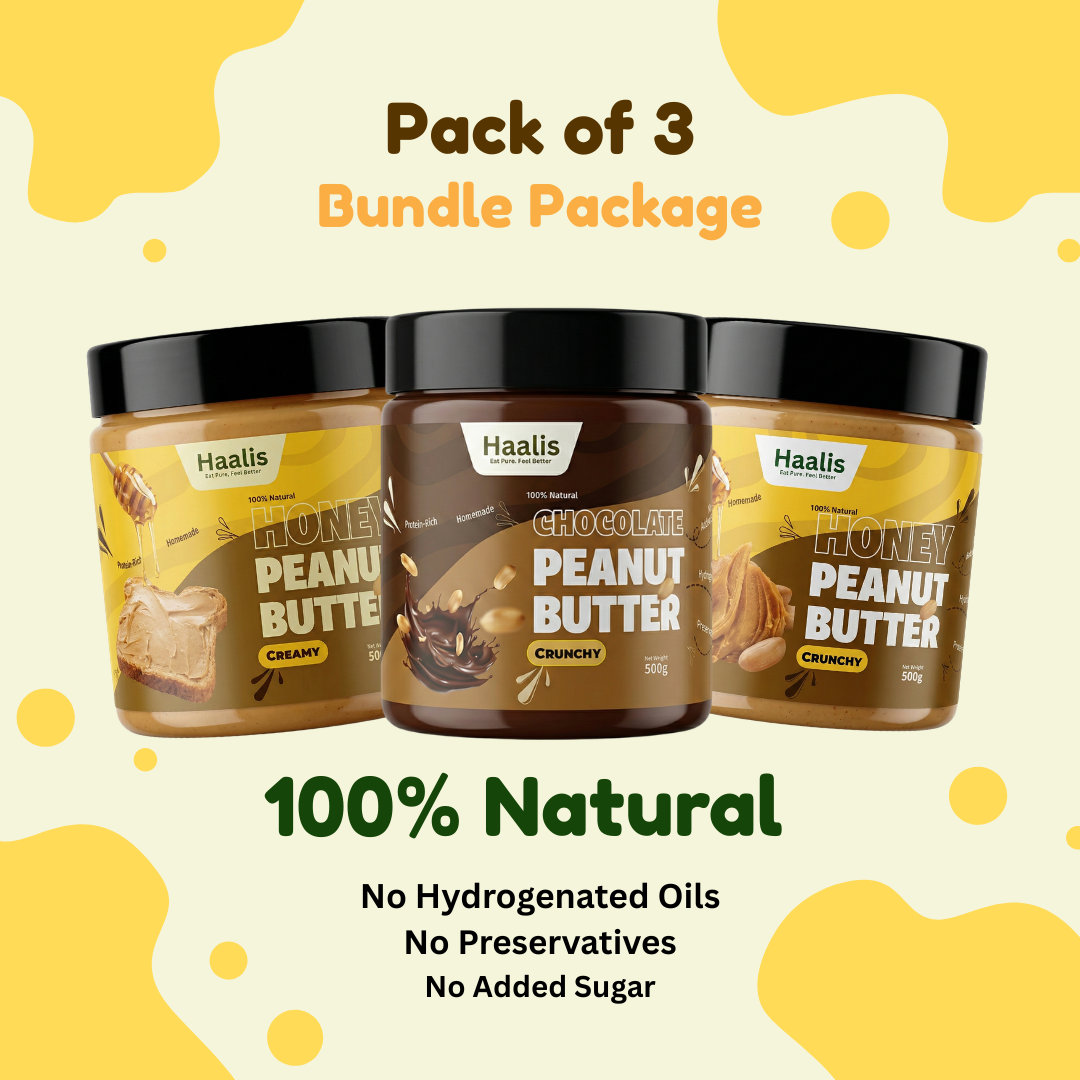 Honey Peanut Butter Creamy + Chocolate Peanut Butter Crunchy + Honey Peanut Butter Crunchy - Pack of 3 - 500g (Each)