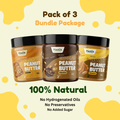 Classic (Unsweetened) Peanut Butter Creamy + Honey Peanut Butter Crunchy + Chocolate Peanut Butter Crunchy - Pack of 3 - 500g (Each)