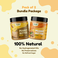 Classic (Unsweetened) Peanut Butter Crunchy + Honey Peanut Butter Creamy - Pack of 2 - 500g (Each)