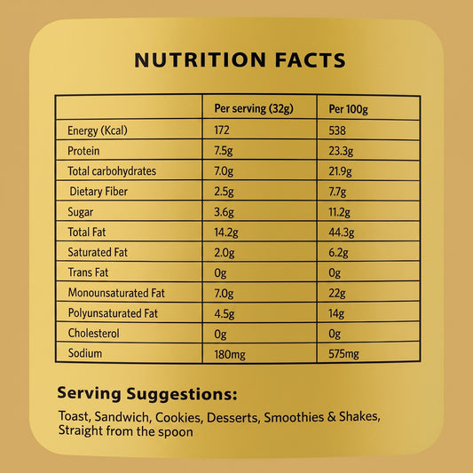 100% Natural Honey Peanut Butter Creamy - No Palm Oil, No Preservatives, No Artificial Flavour - 500g